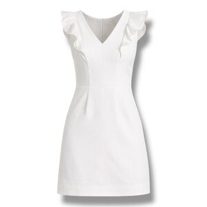 French Connection Whisper Ruffle V-Neck A-Line Mini Dress Size 6 NWT